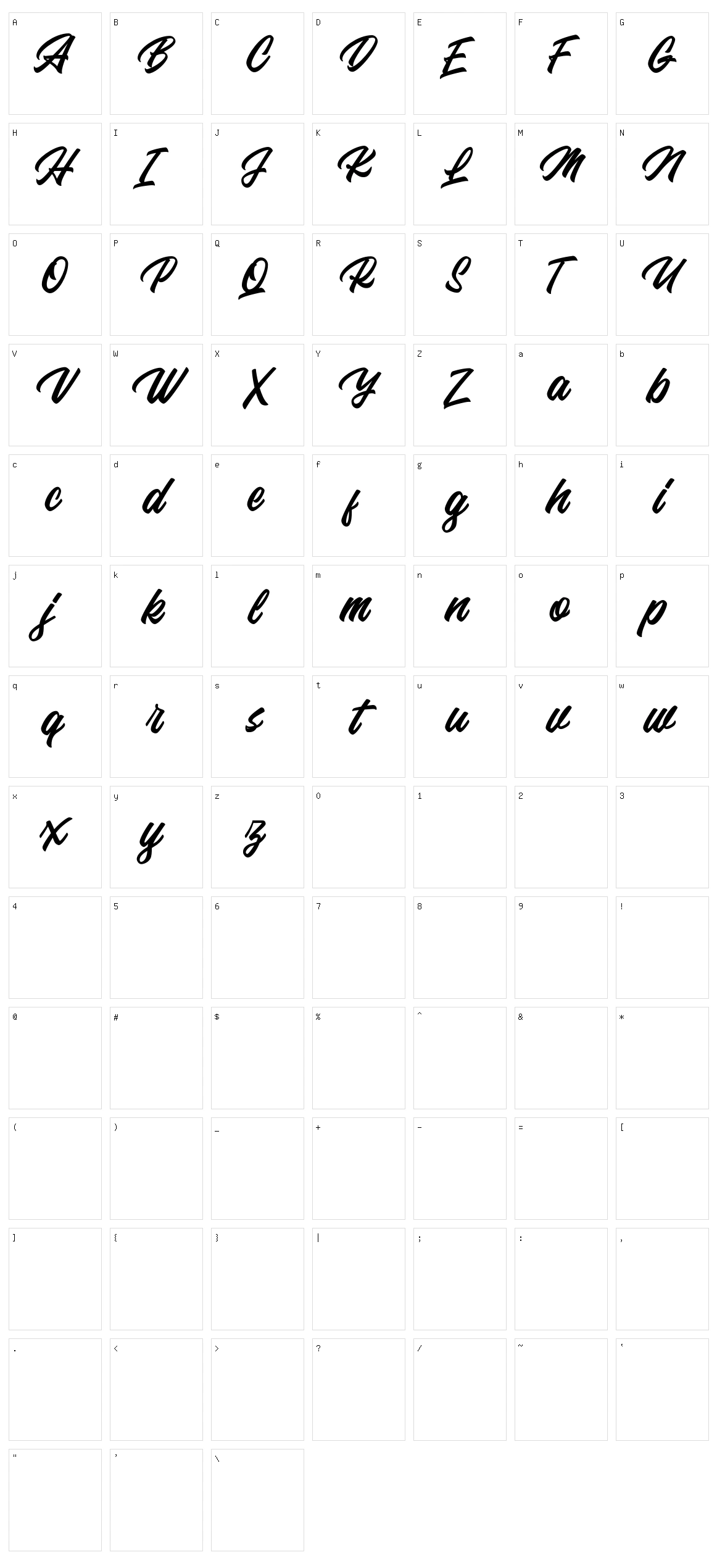 Backhill Character Set