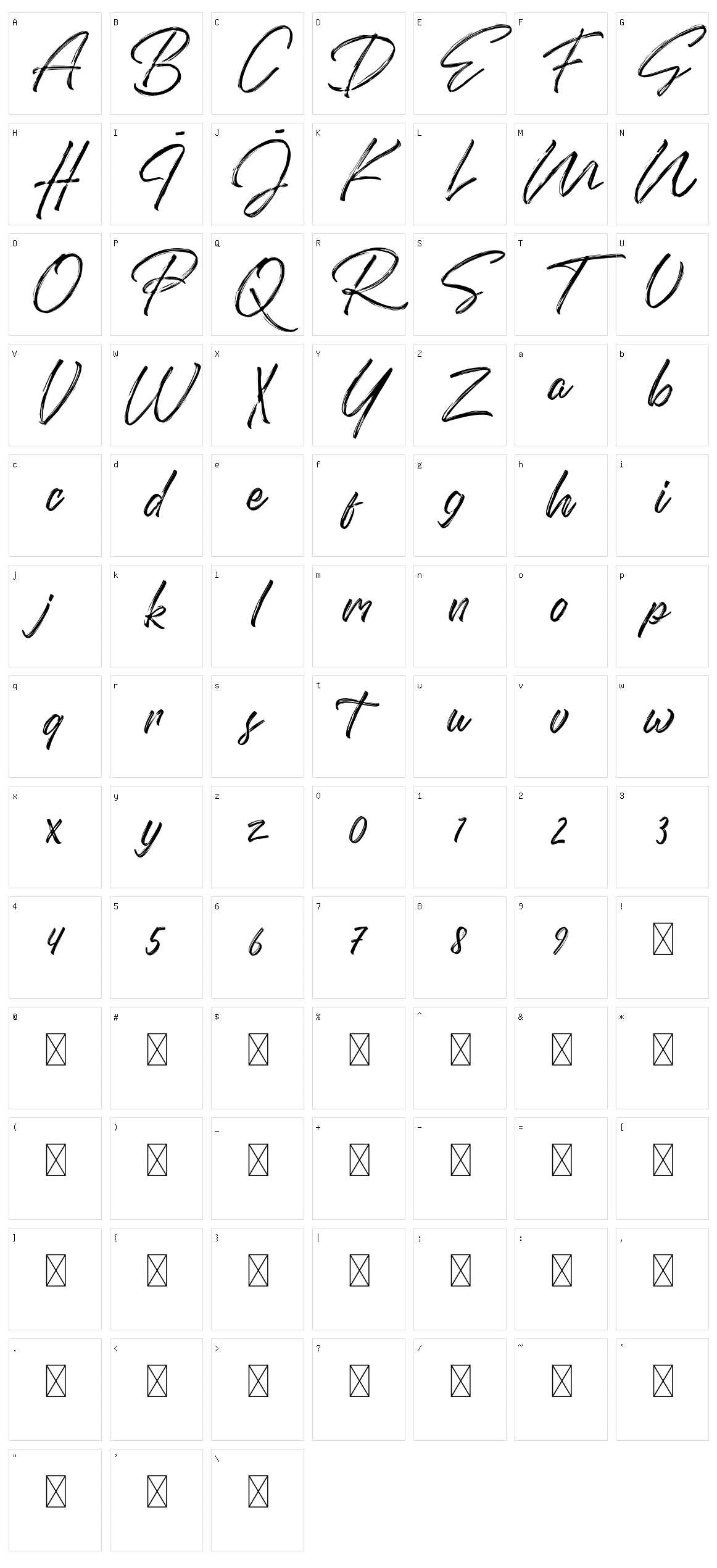 Domillion Brush Character Set