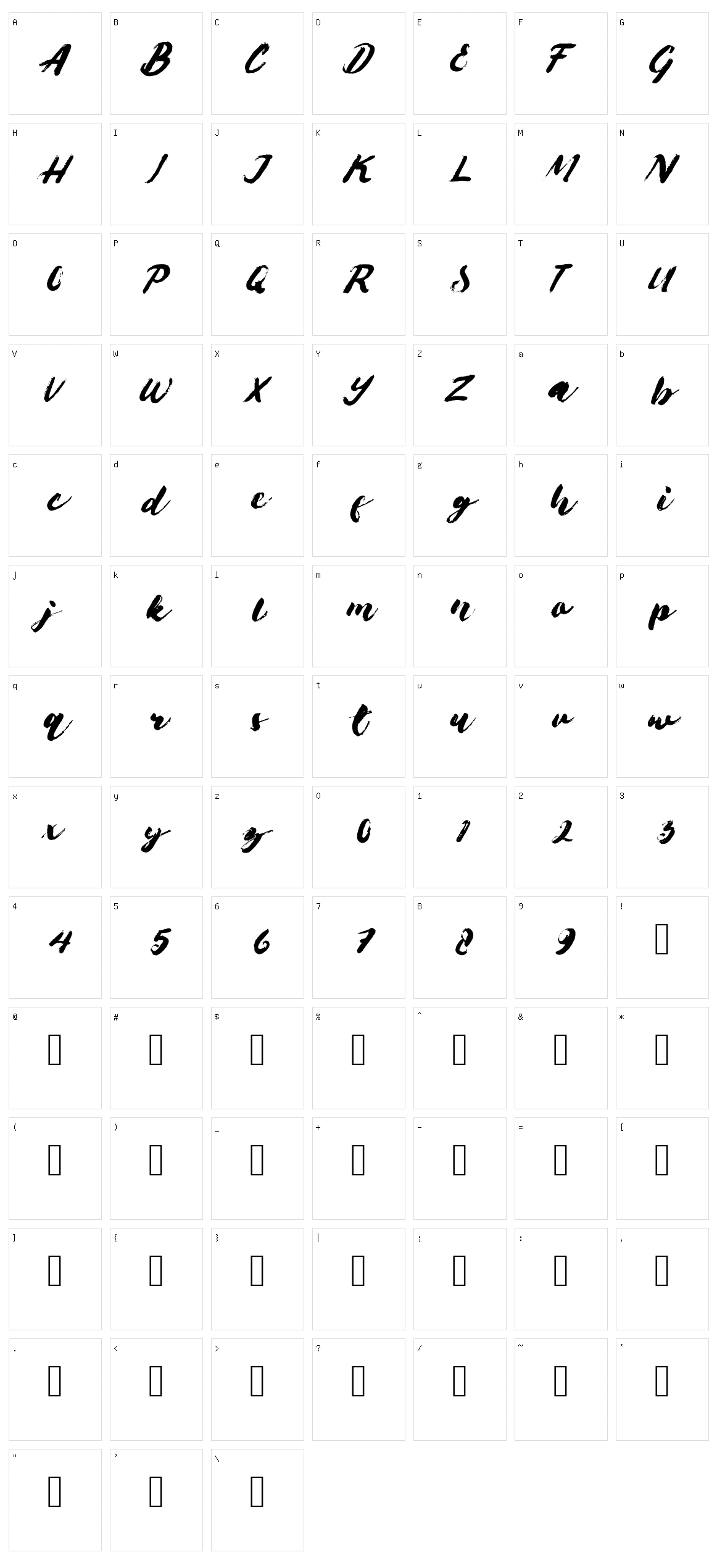 Brushes Character Set