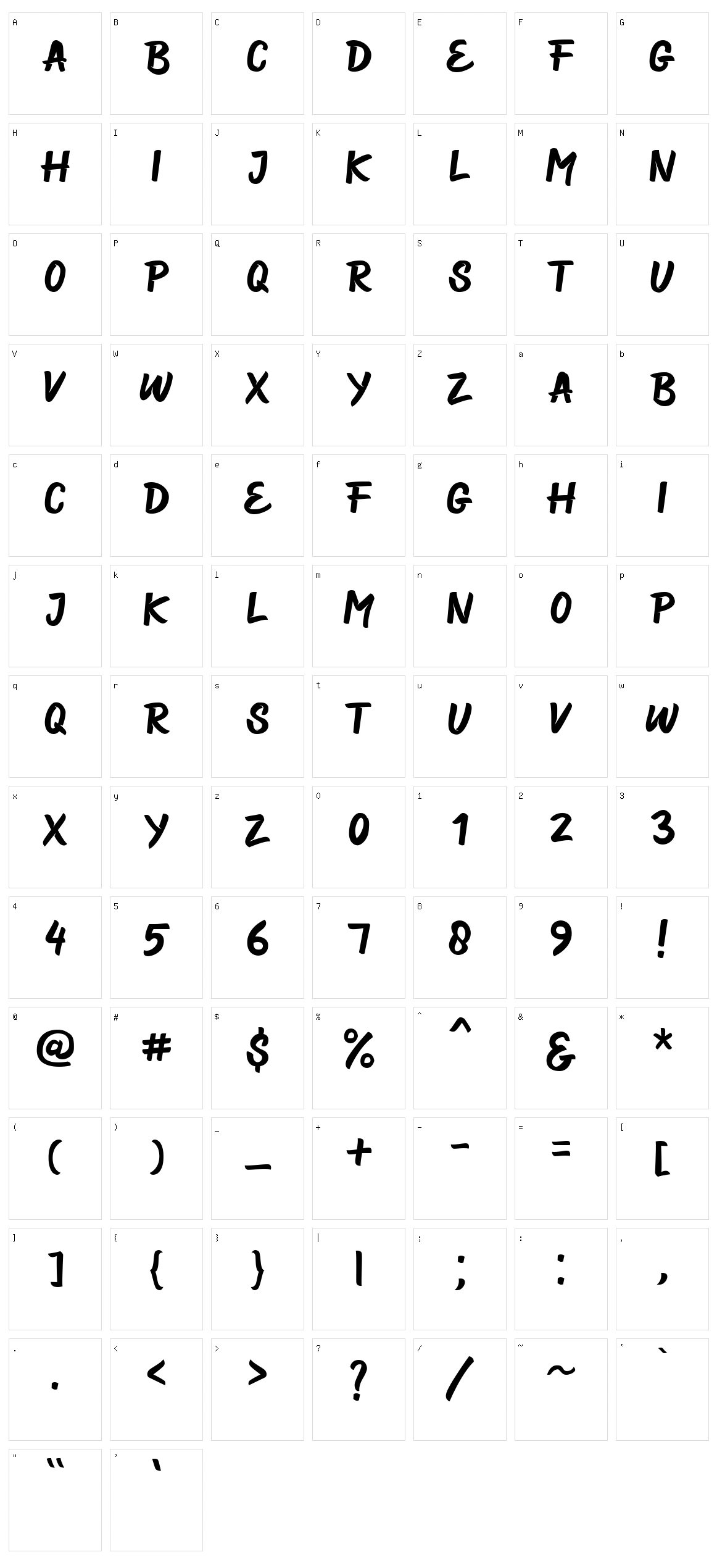 Brushill Character Set