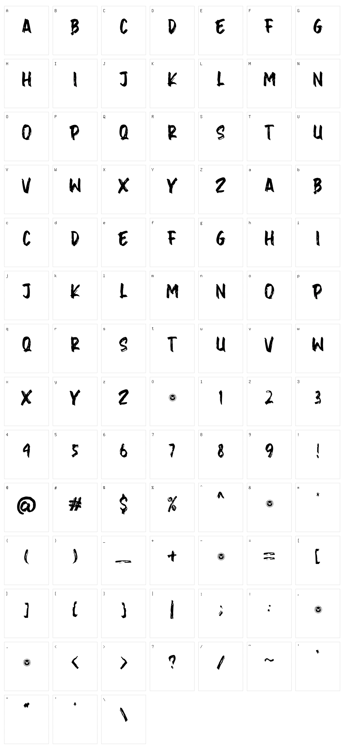Balibrush Character Set