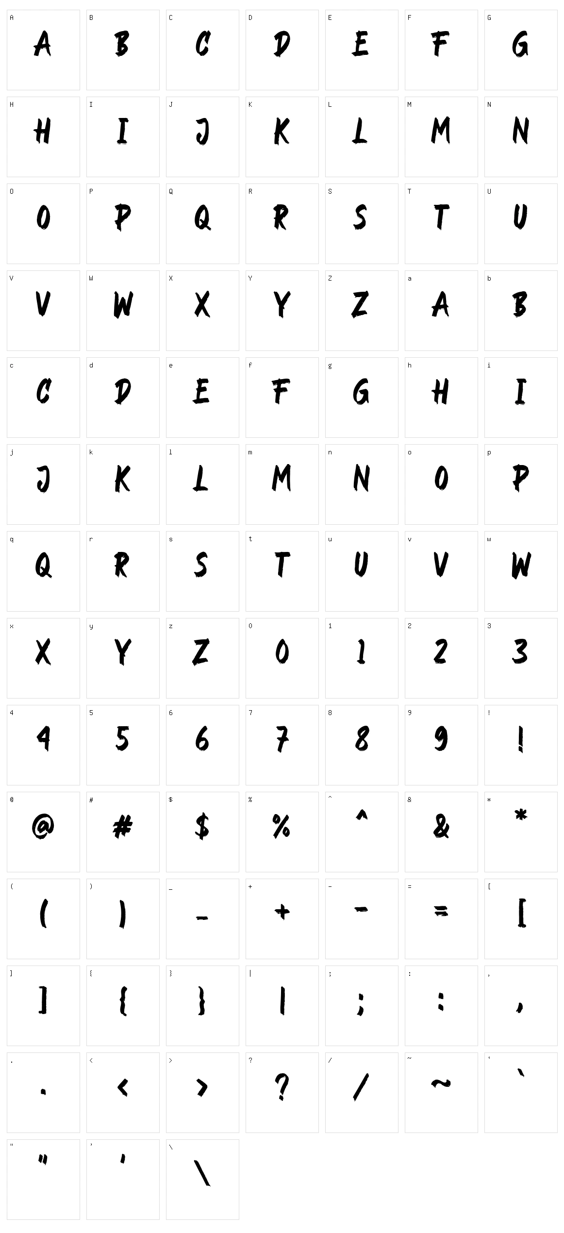 Rockndut Character Set