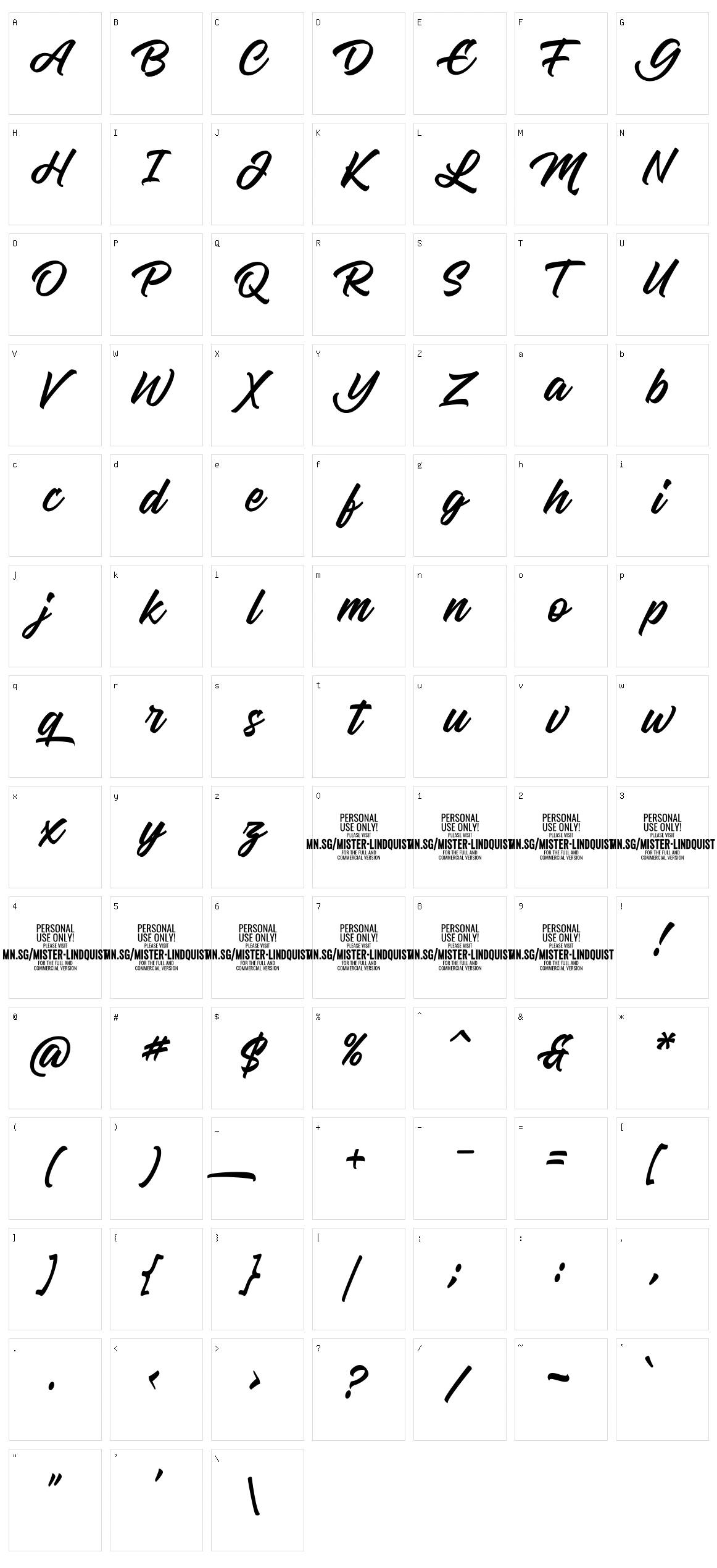 Mister Lindquist Character Set