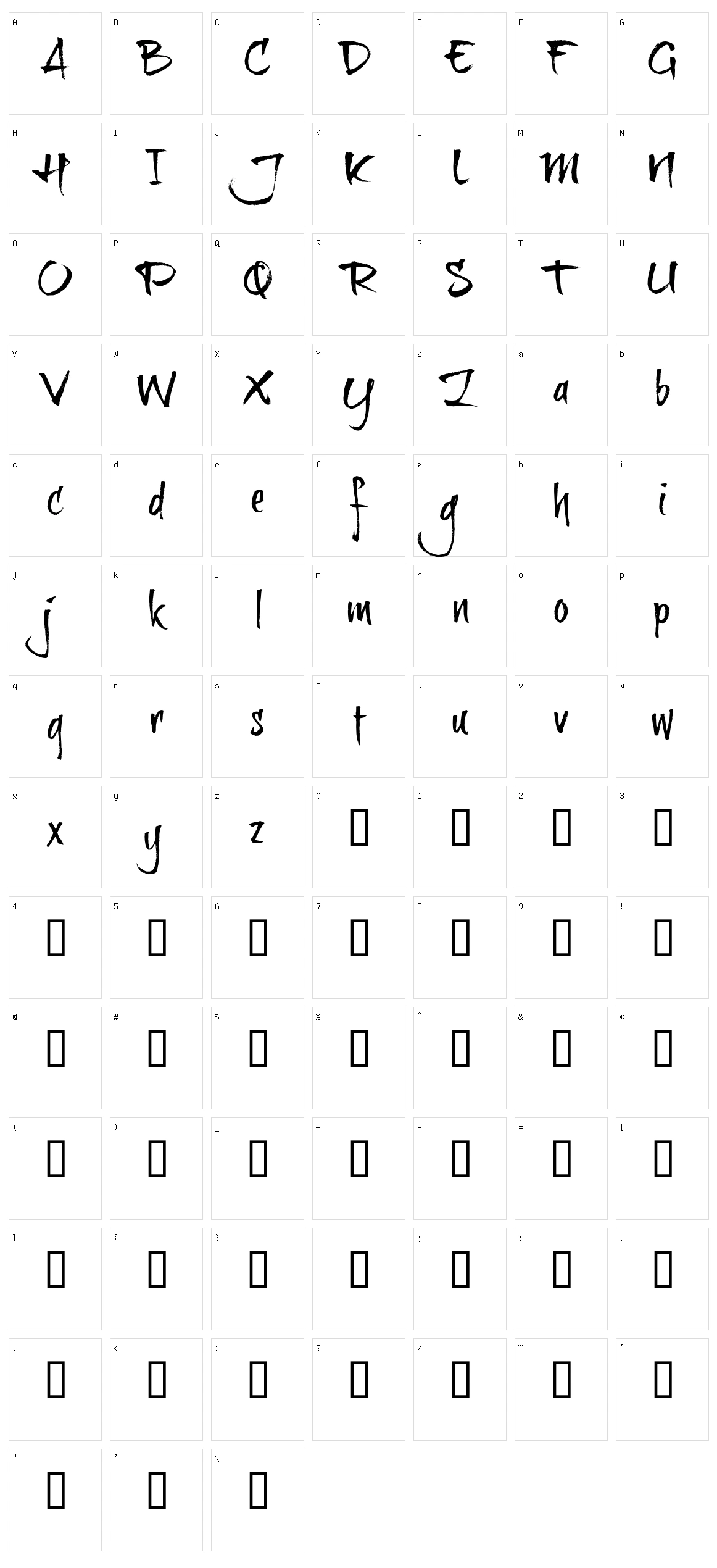 BrushtipTexe Character Set