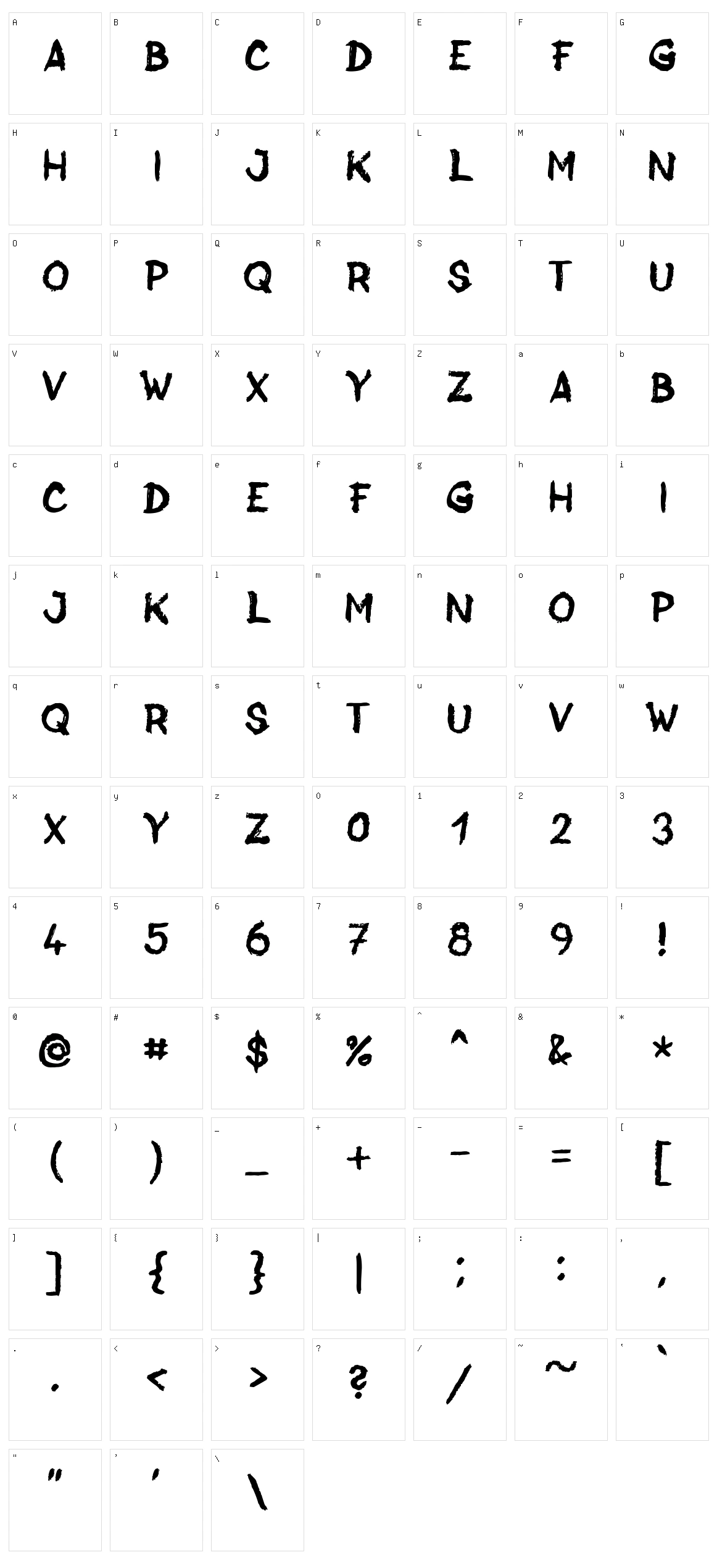 Jack Brusher Character Set