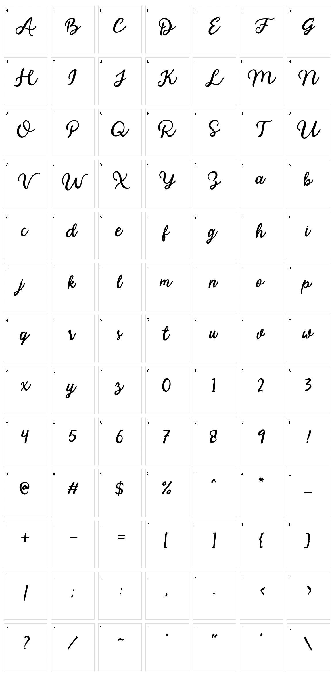 Modesta Character Set