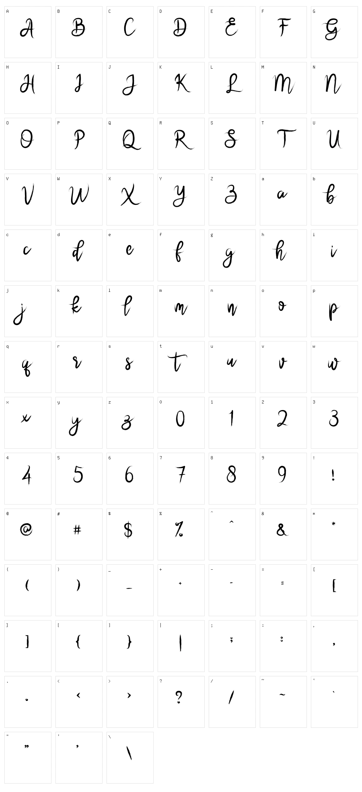 Brushnyoe Character Set
