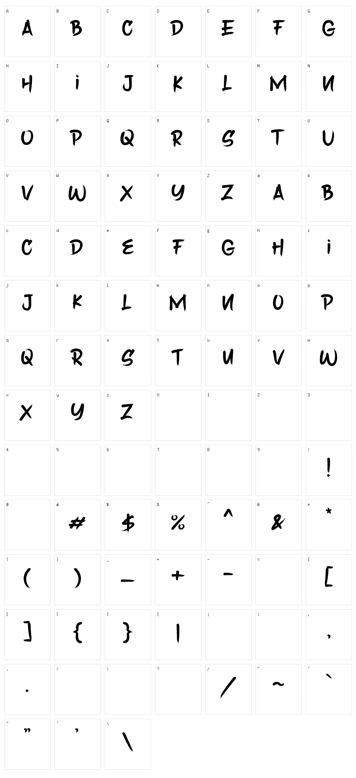 Saber Brush Character Set