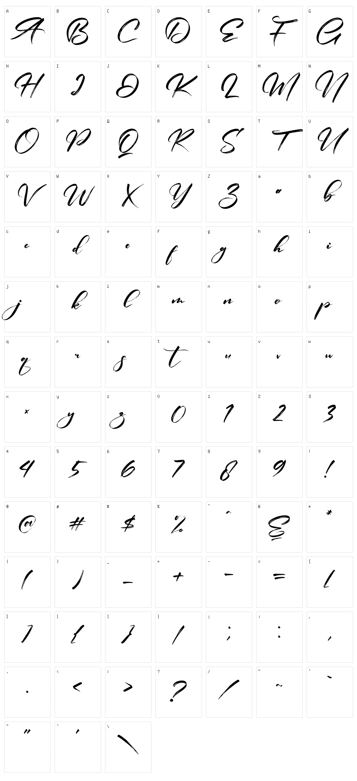 Bintang Signature Character Set