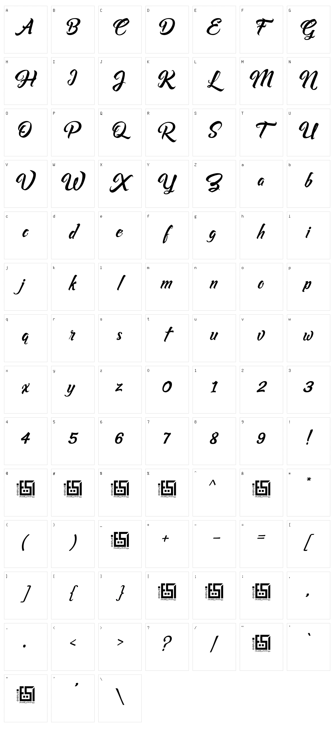 Asiyah Script Character Set