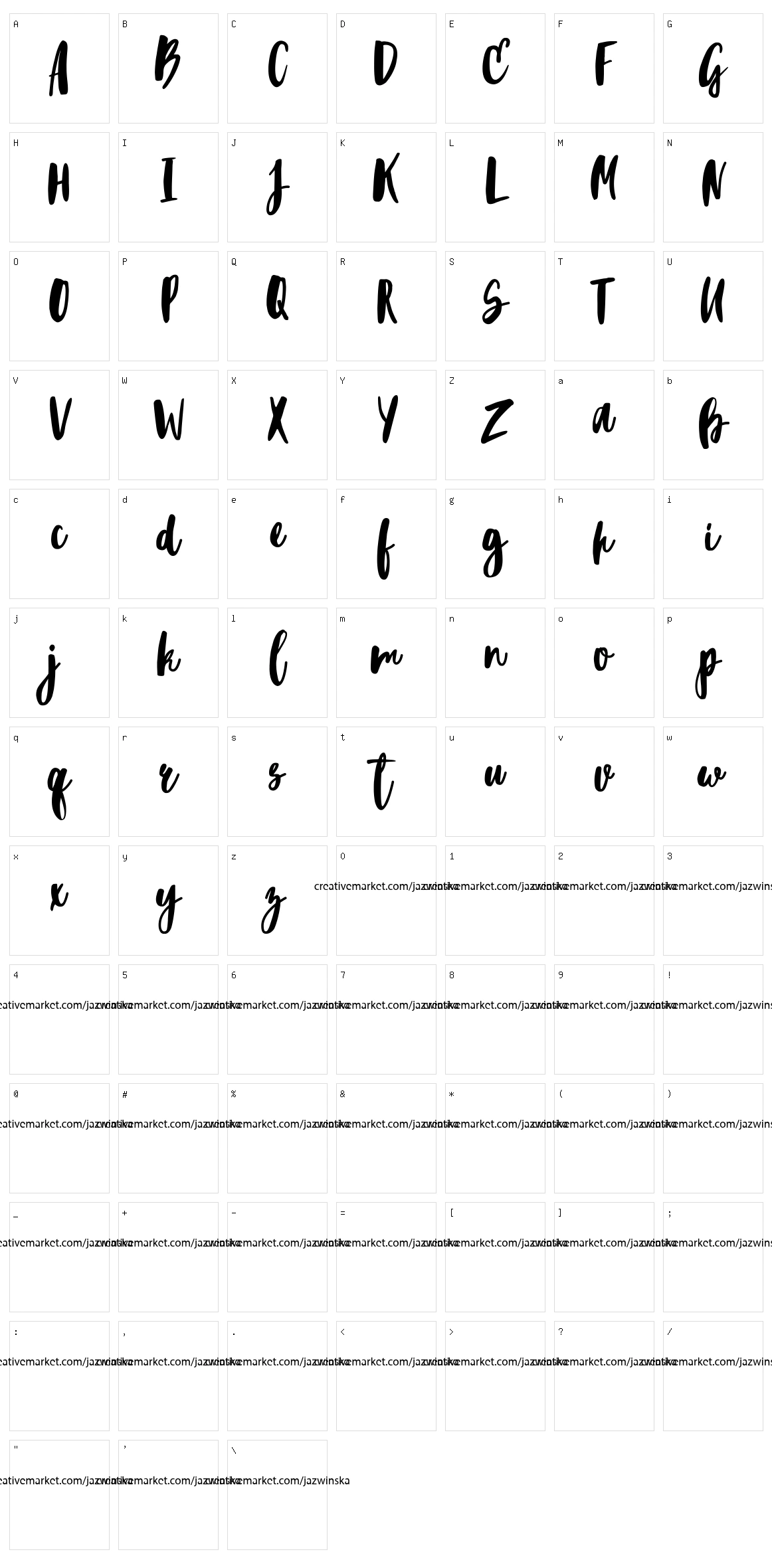 Blacktear Script Character Set