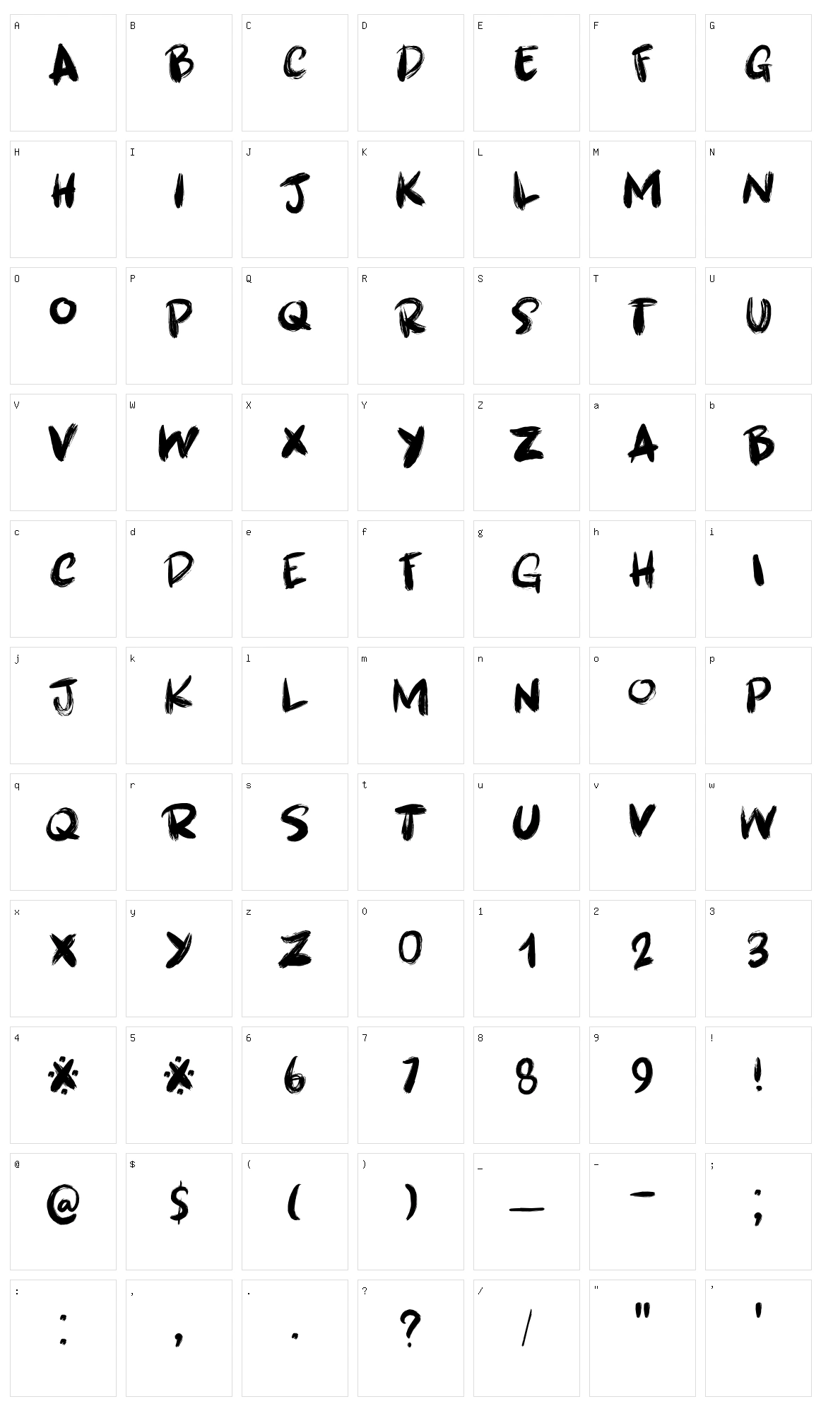 Brushcrazy Character Set