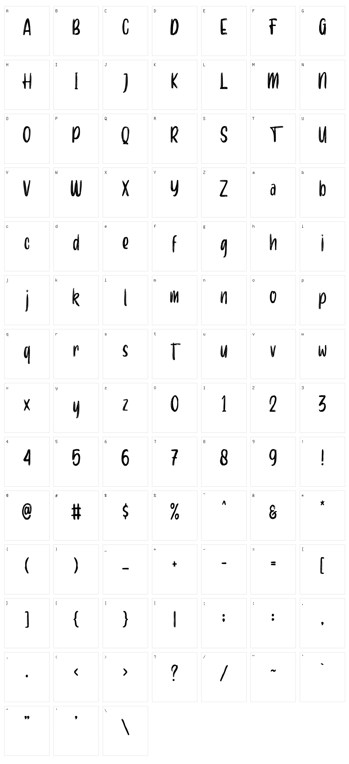 Aerobrush Character Set