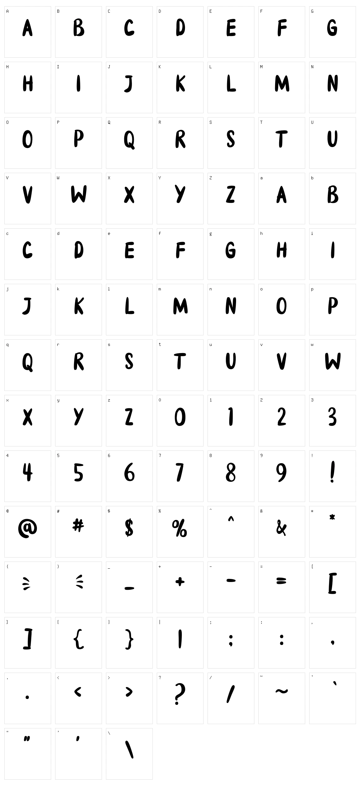 Brokenbrush Character Set