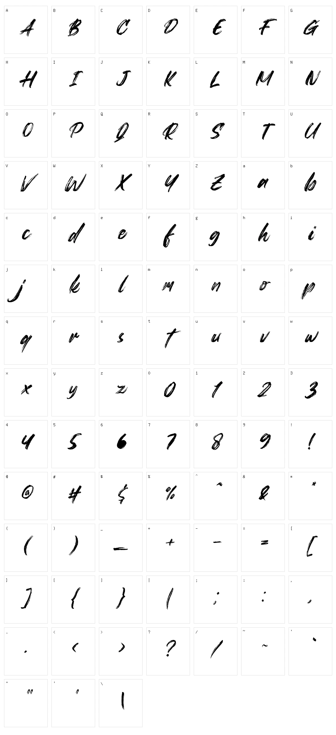 Peteroy Character Set