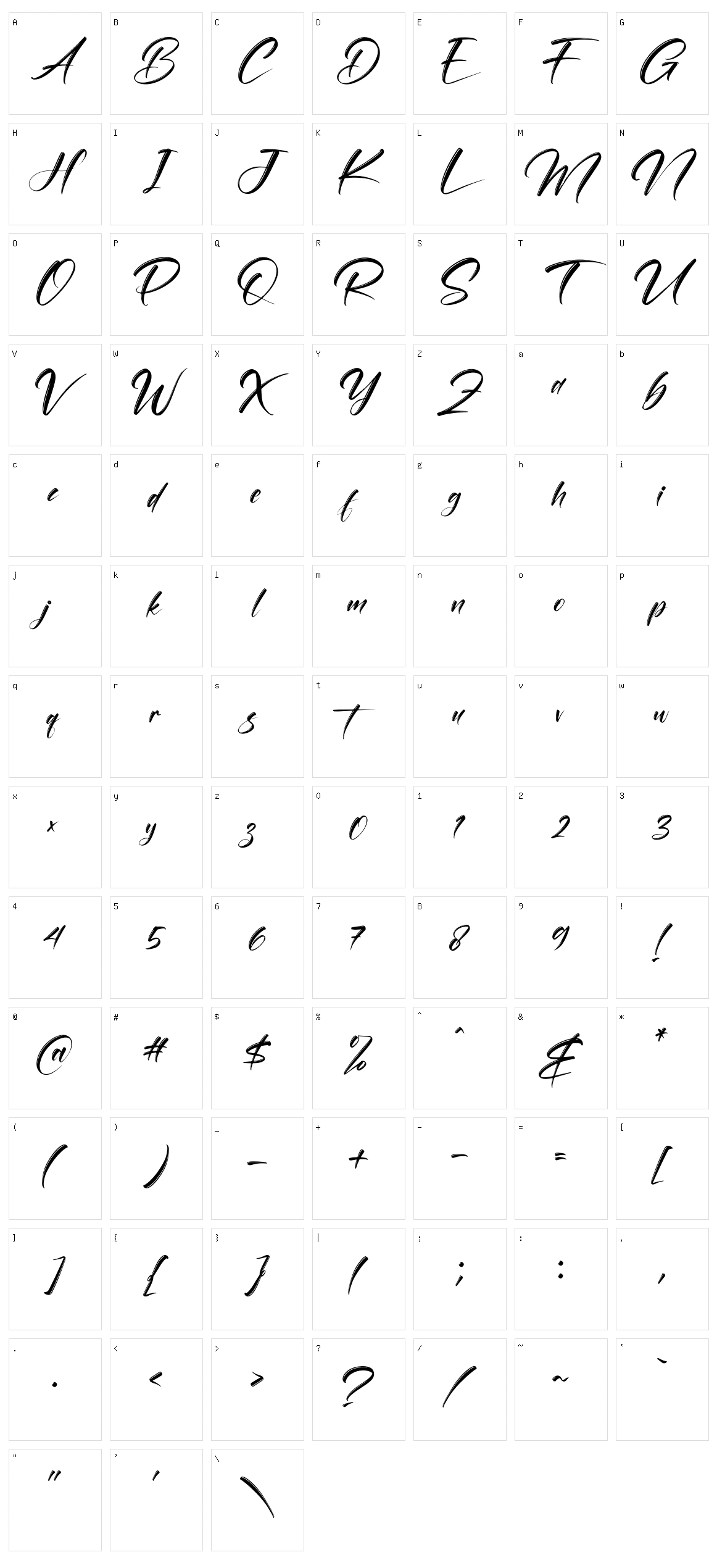 Grontfess Brushela Character Set
