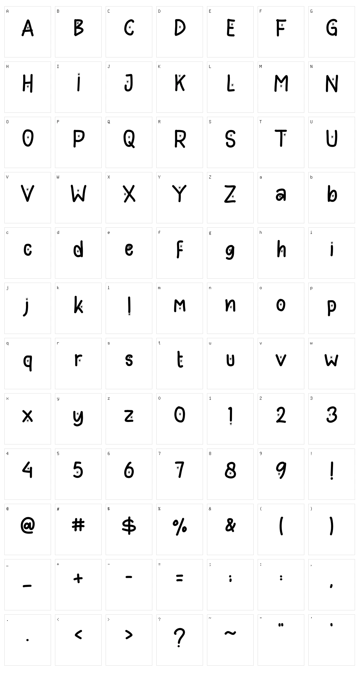 Hello Spider Character Set