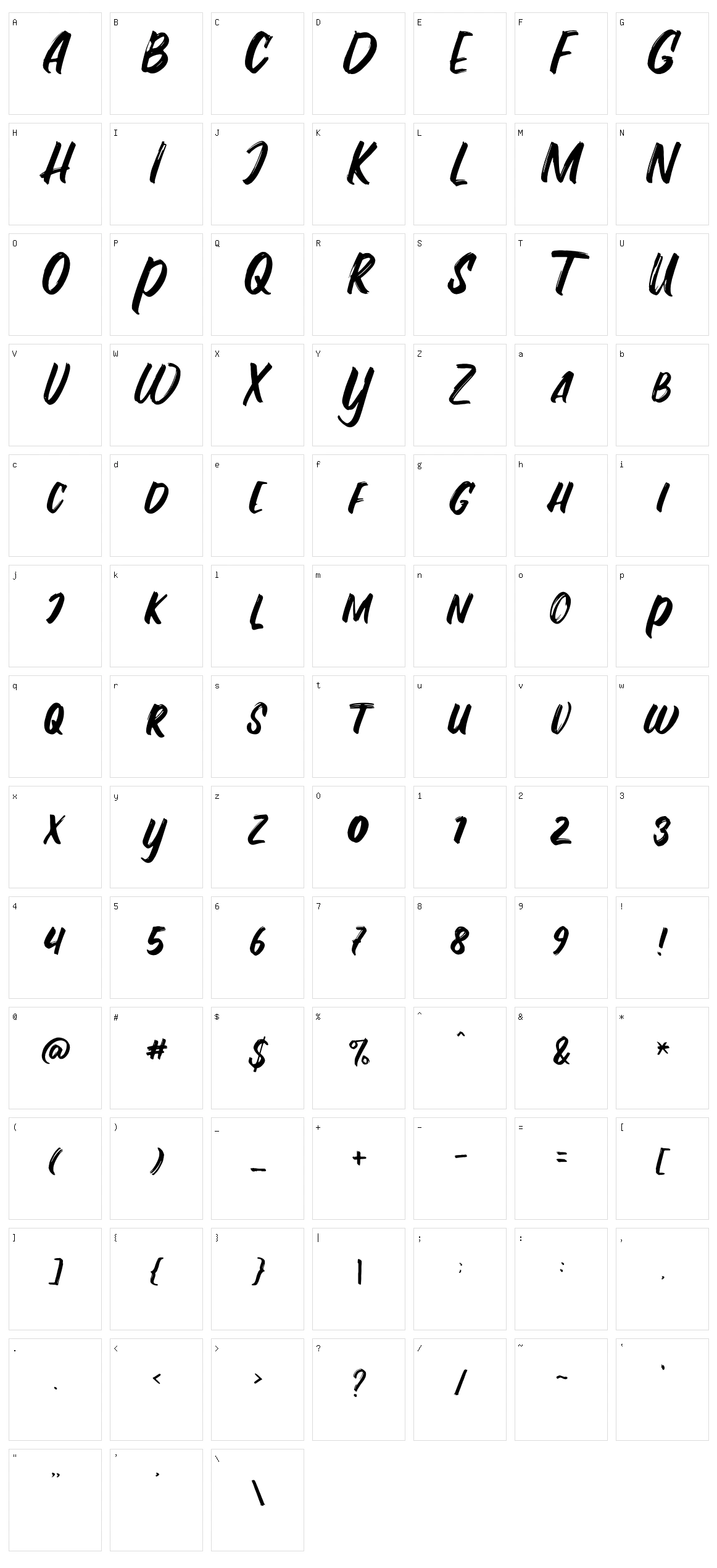 Fontania Character Set