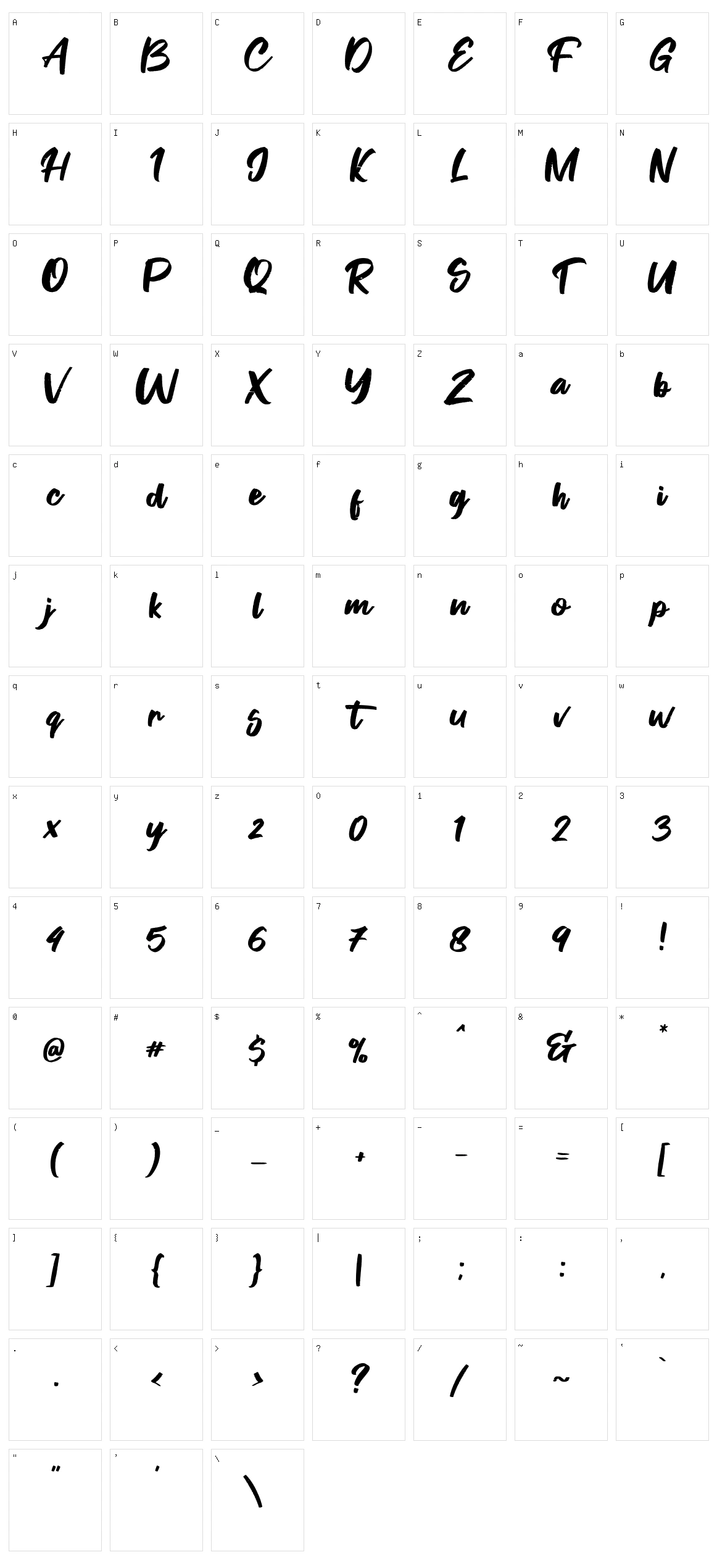 Fontgrab Character Set