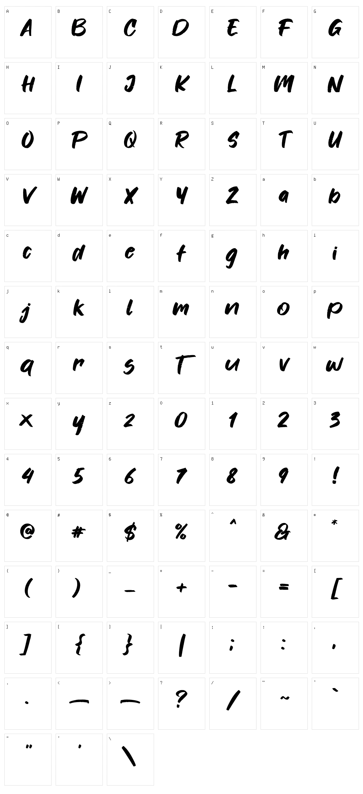 Fonters Character Set