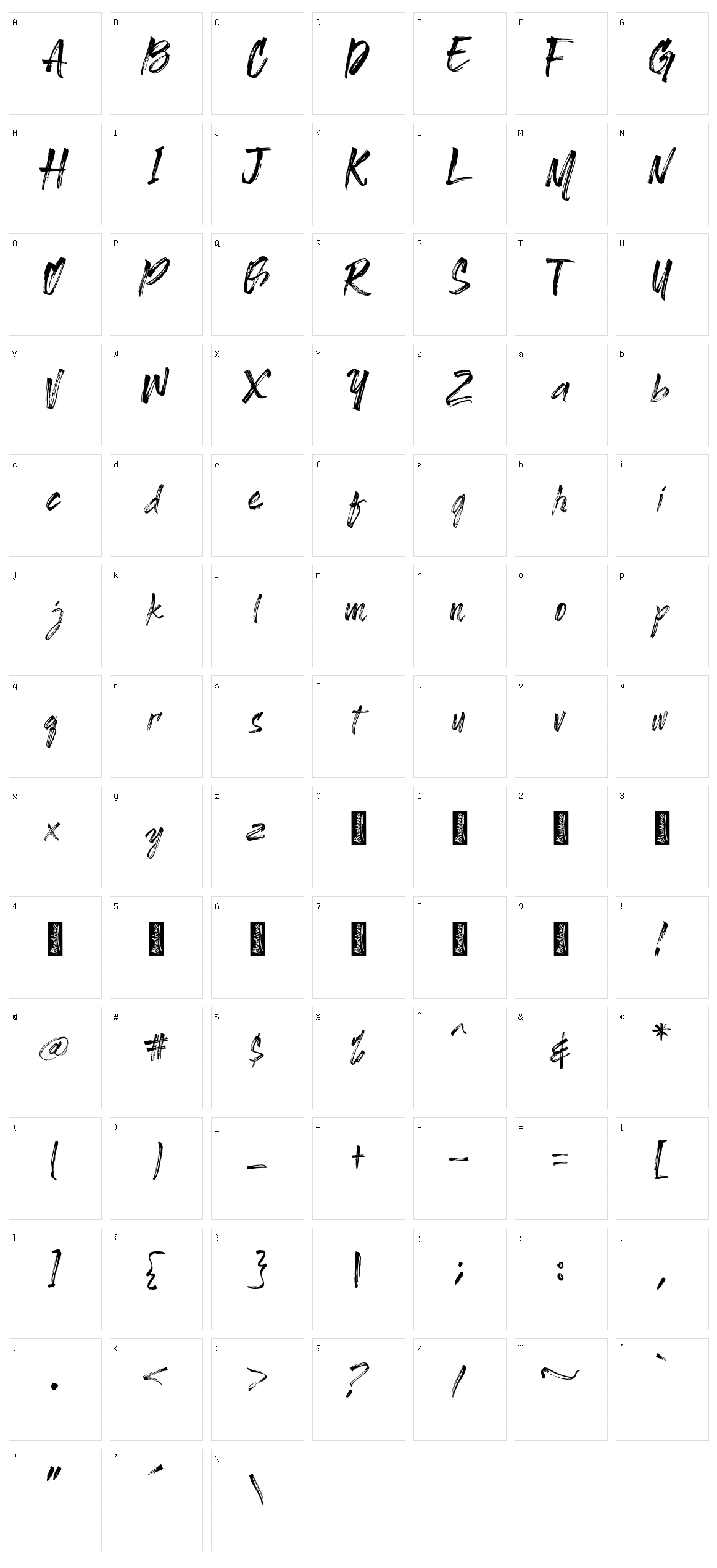 Brushbress Character Set