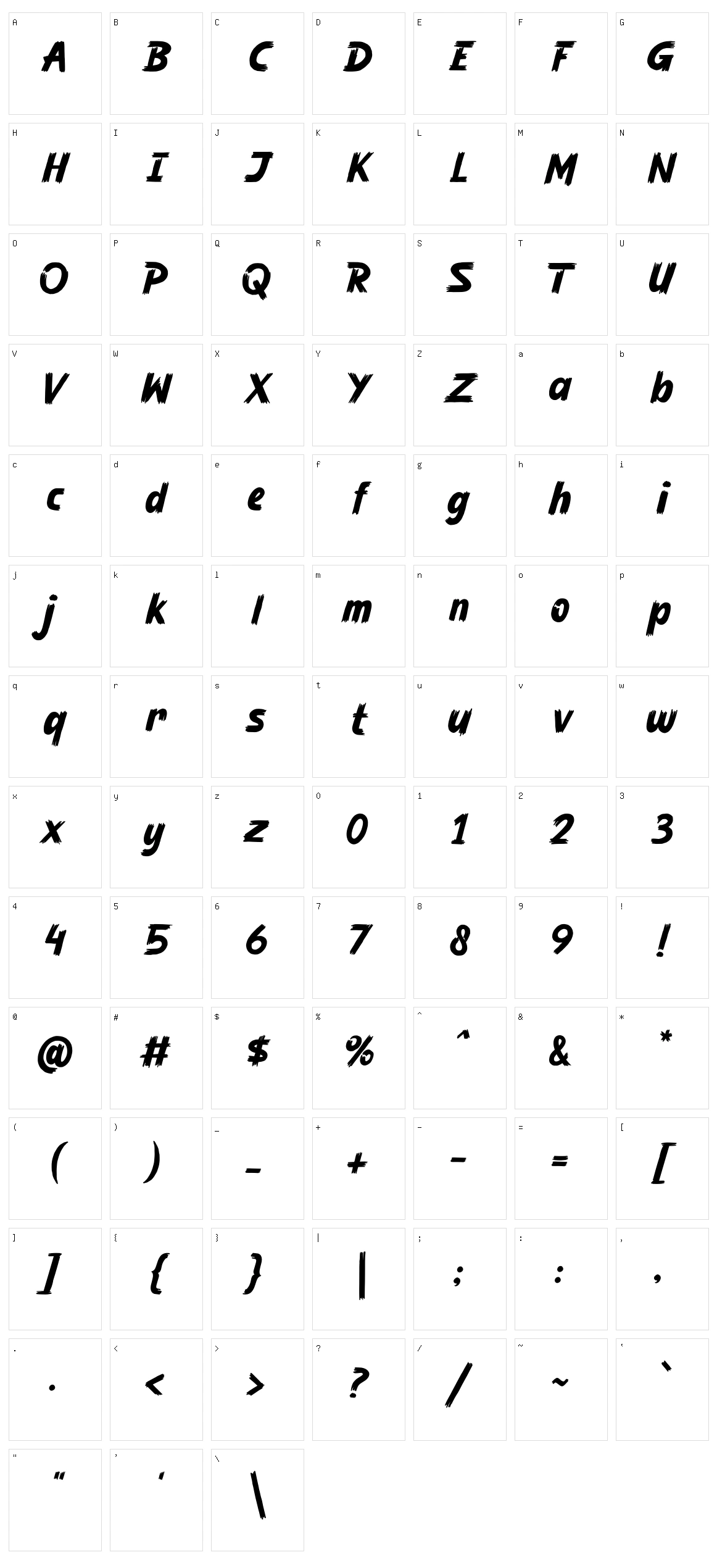 Blackza Character Set