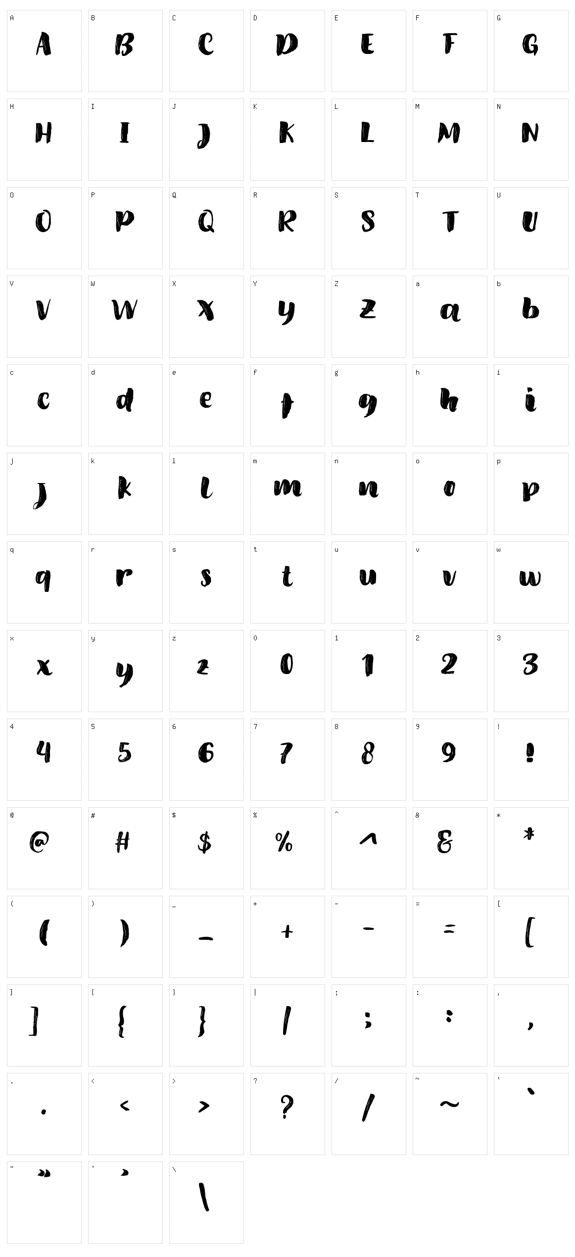 Amel Brush Character Set