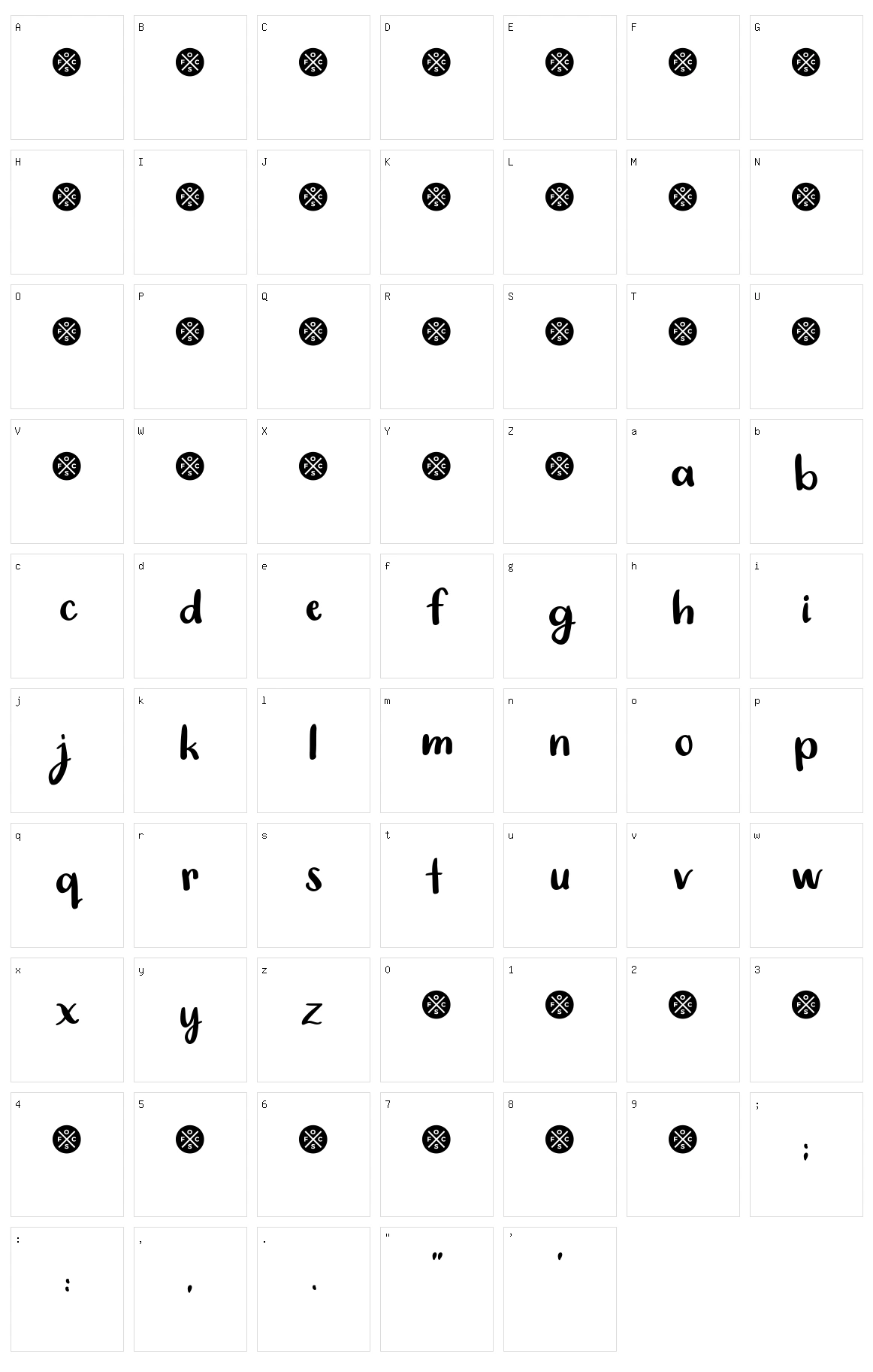Super Simple Brush Script Character Set