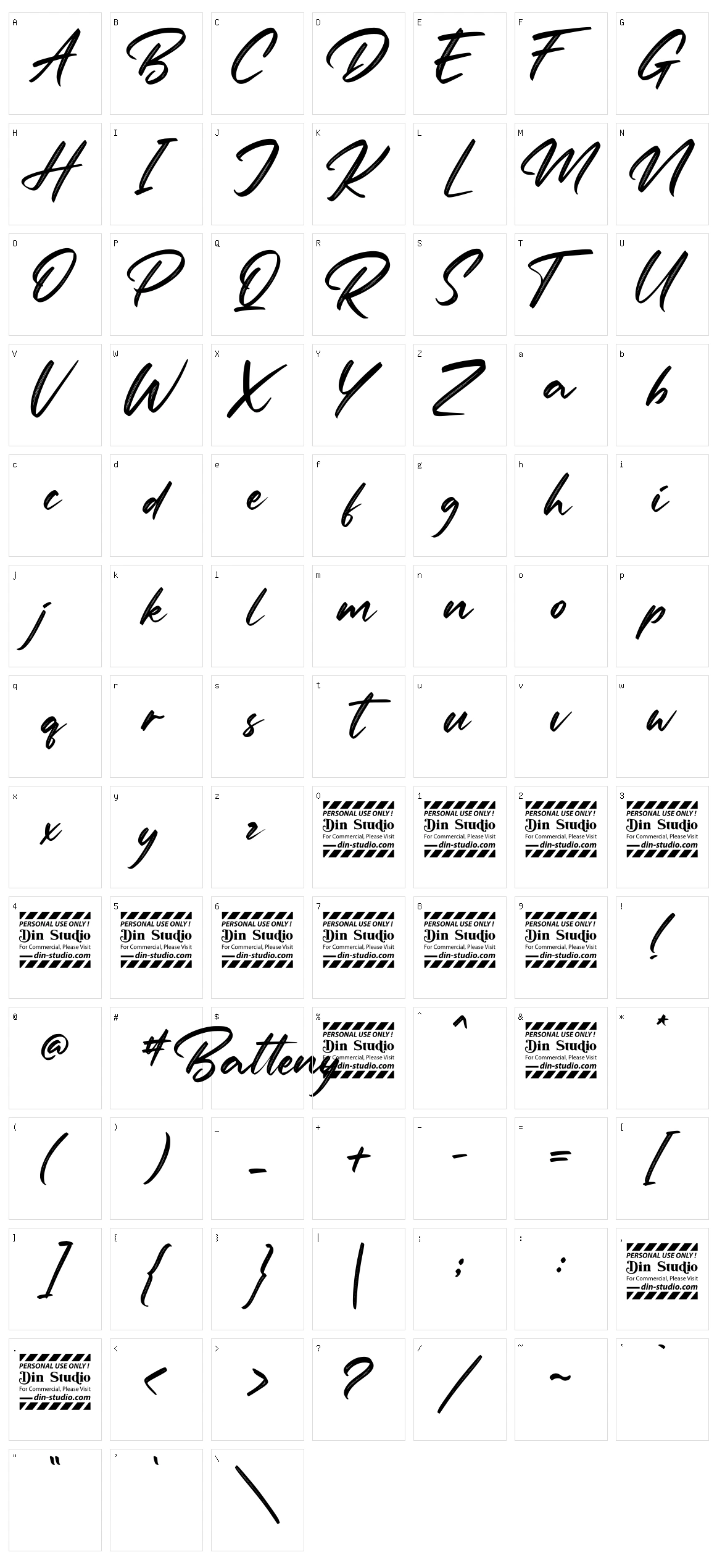 Batteny Character Set