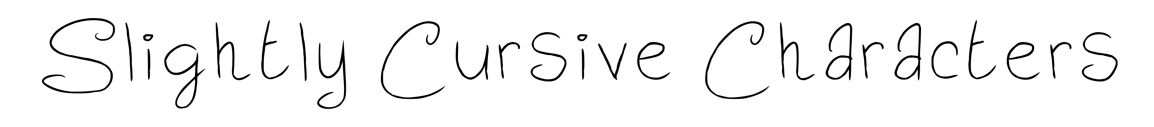 Slightly Cursive Characters
